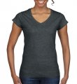 Goedkope Dames T-shirt V hals Gildan Softstyle 64V00L dark heather